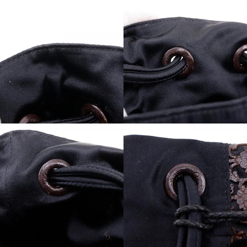 Bottega Veneta Draw String Punching Leather Fringe Satin X