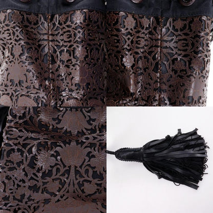 Bottega Veneta Draw String Punching Leather Fringe Satin X