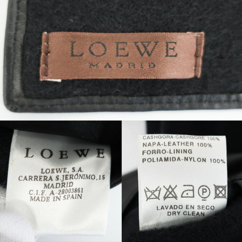Loewe Shawl Muffler - With Pocket Black Leather Cashgora Apparel