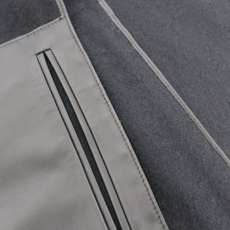 Loewe Shawl Muffler - With Pocket Black Leather Cashgora Apparel