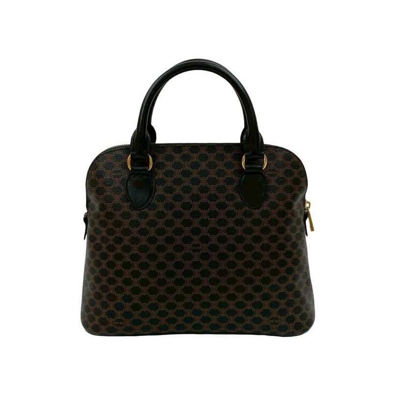 Celine Vintage Macadam Blason Triomphe Pattern Leather Handbag Mini Tote Bag