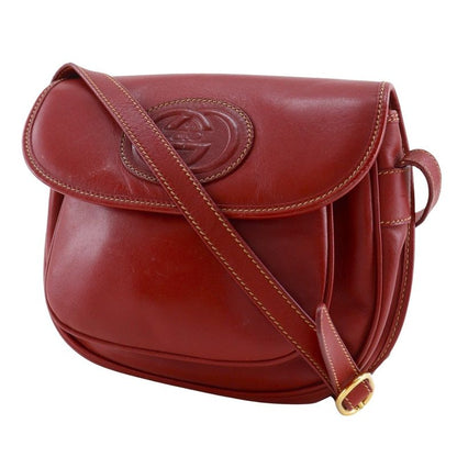 Gucci Old Gucci Interlocking G 001.904.1059 Calf Red Women's Shoulder Bag