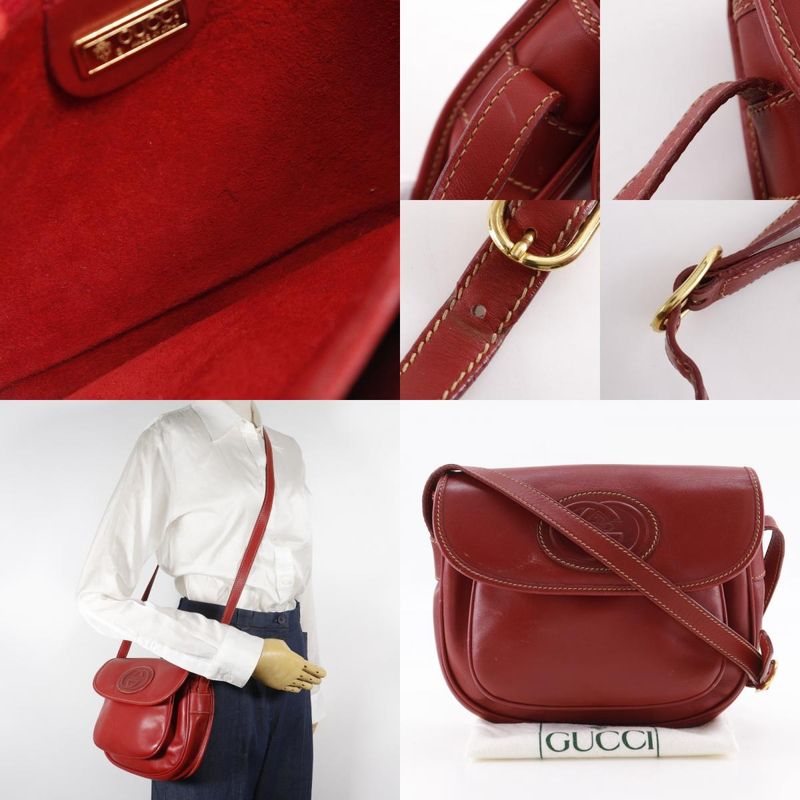Gucci Old Gucci Interlocking G 001.904.1059 Calf Red Women's Shoulder Bag