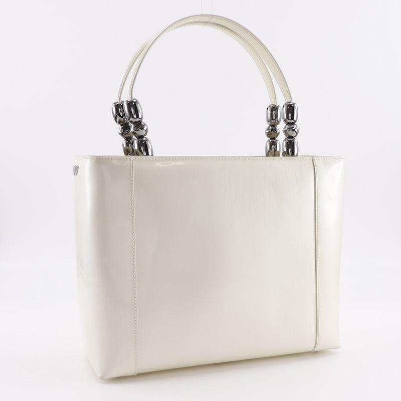 Christian Dior Maris Pearl 2way Shoulder Patent Leather Off-White