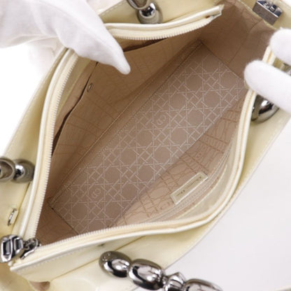 Christian Dior Maris Pearl 2way Shoulder Patent Leather Off-White