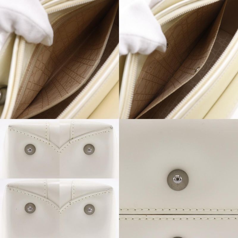 Christian Dior Maris Pearl 2way Shoulder Patent Leather Off-White