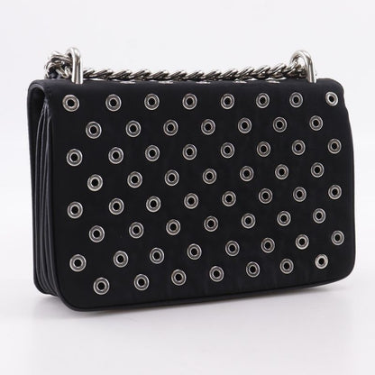 Prada Chain Shoulder Punching Nylon Black Women's Shoulder Bag