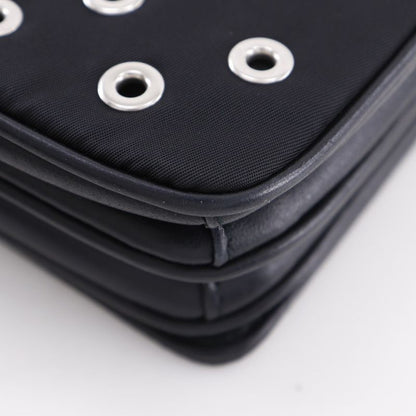 Prada Chain Shoulder Punching Nylon Black Women's Shoulder Bag