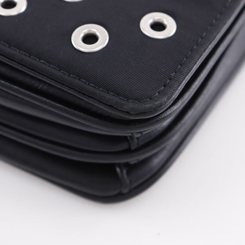 Prada Chain Shoulder Punching Nylon Black Women's Shoulder Bag