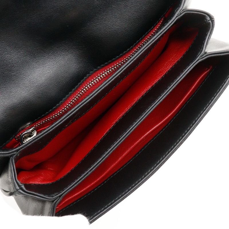 Prada Chain Shoulder Punching Nylon Black Women's Shoulder Bag