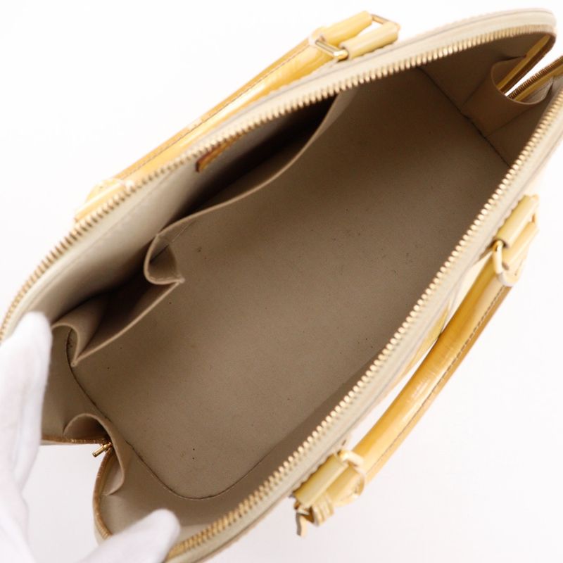 Louis Vuitton Alma PM M91445 Monogram Vernis Yellow Fl2181 Women's Handbag