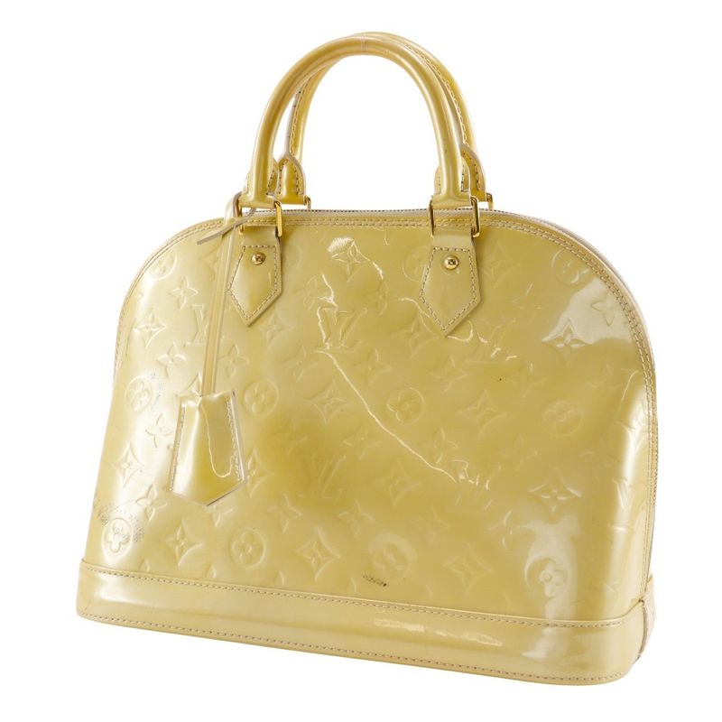 Louis Vuitton Alma PM M91445 Monogram Vernis Yellow Fl2181 Women's Handbag