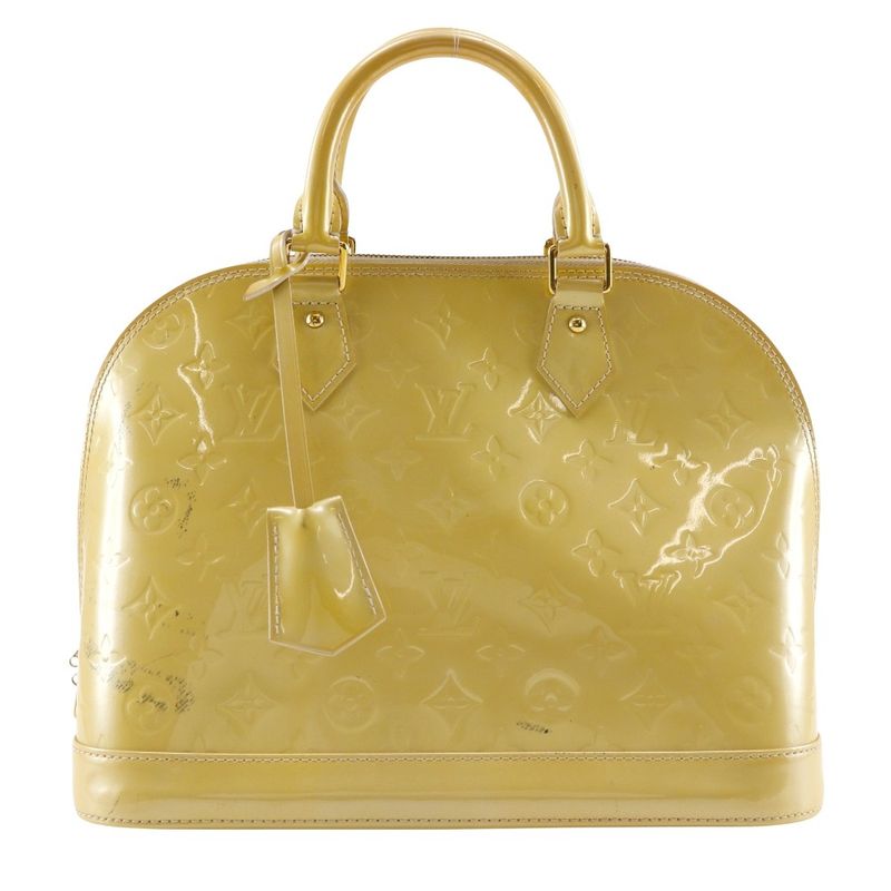 Louis Vuitton Alma PM M91445 Monogram Vernis Yellow Fl2181 Women's Handbag