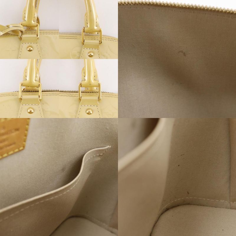 Louis Vuitton Alma PM M91445 Monogram Vernis Yellow Fl2181 Women's Handbag