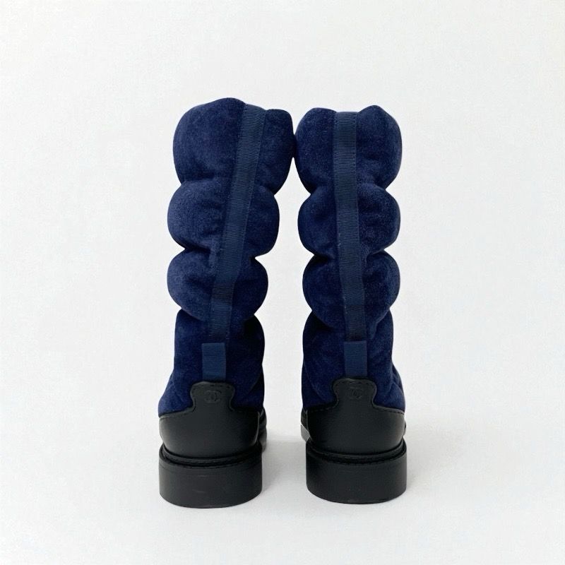 Chanel Boots Short Boots Shoes Suede Navy Black Middle Boots Snow Boots