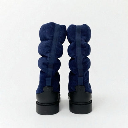 Chanel Boots Short Boots Shoes Suede Navy Black Middle Boots Snow Boots