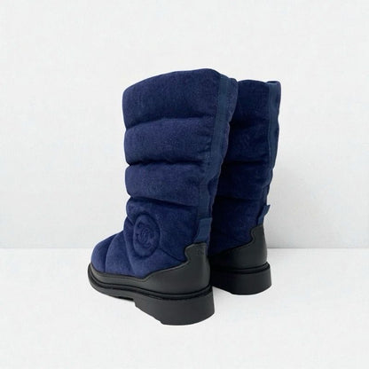 Chanel Boots Short Boots Shoes Suede Navy Black Middle Boots Snow Boots