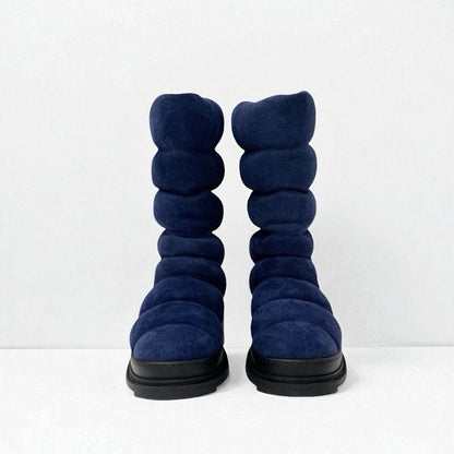 Chanel Boots Short Boots Shoes Suede Navy Black Middle Boots Snow Boots
