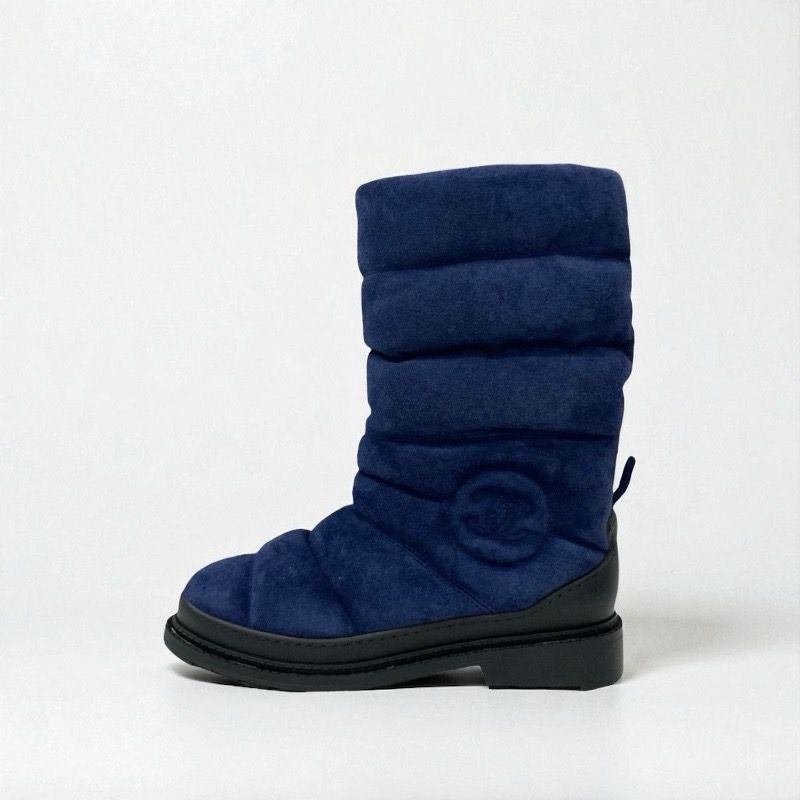Chanel Boots Short Boots Shoes Suede Navy Black Middle Boots Snow Boots