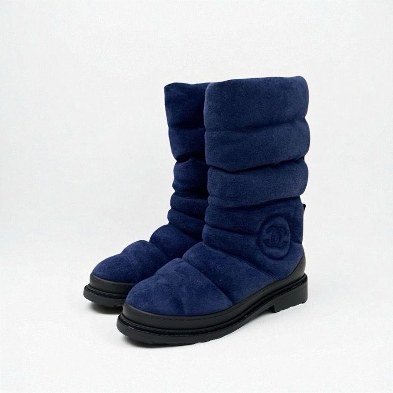 Chanel Boots Short Boots Shoes Suede Navy Black Middle Boots Snow Boots