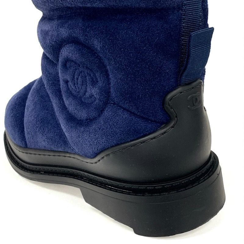 Chanel Boots Short Boots Shoes Suede Navy Black Middle Boots Snow Boots