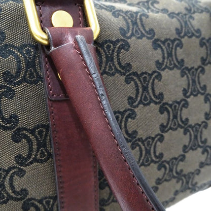 Celine Bag Ladies Brand Handbag Triomphe Canvas Brown Bordeaux Wine Red Stylish