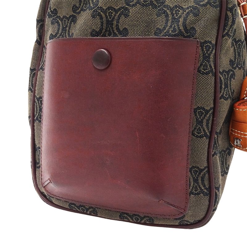Celine Bag Ladies Brand Handbag Triomphe Canvas Brown Bordeaux Wine Red Stylish