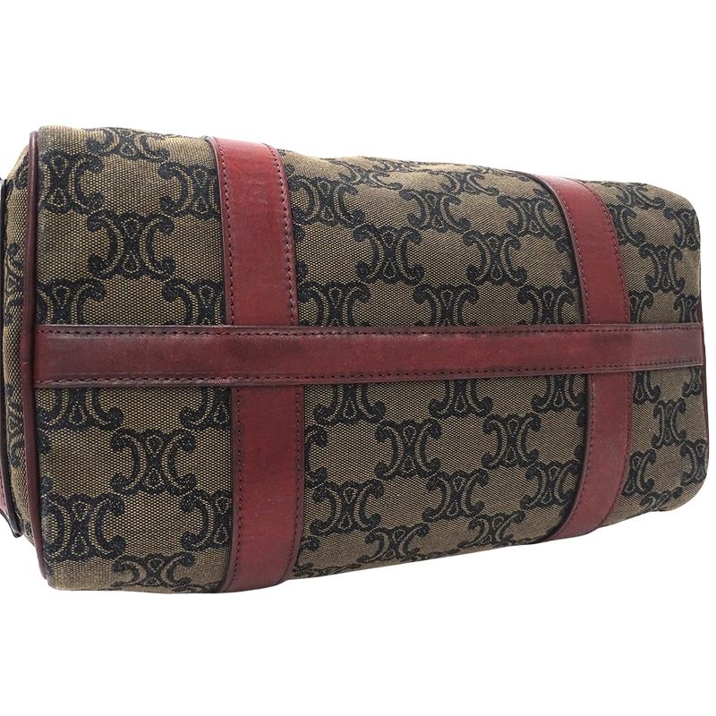 Celine Bag Ladies Brand Handbag Triomphe Canvas Brown Bordeaux Wine Red Stylish
