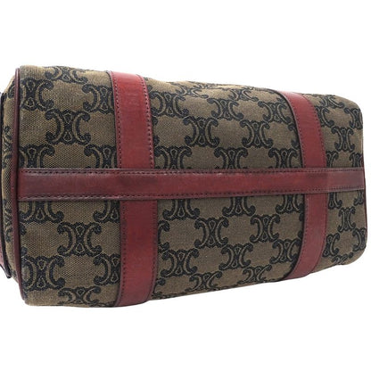 Celine Bag Ladies Brand Handbag Triomphe Canvas Brown Bordeaux Wine Red Stylish