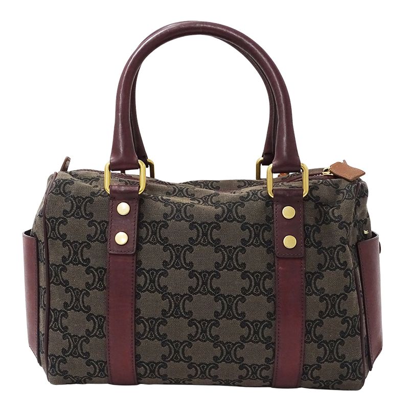 Celine Bag Ladies Brand Handbag Triomphe Canvas Brown Bordeaux Wine Red Stylish