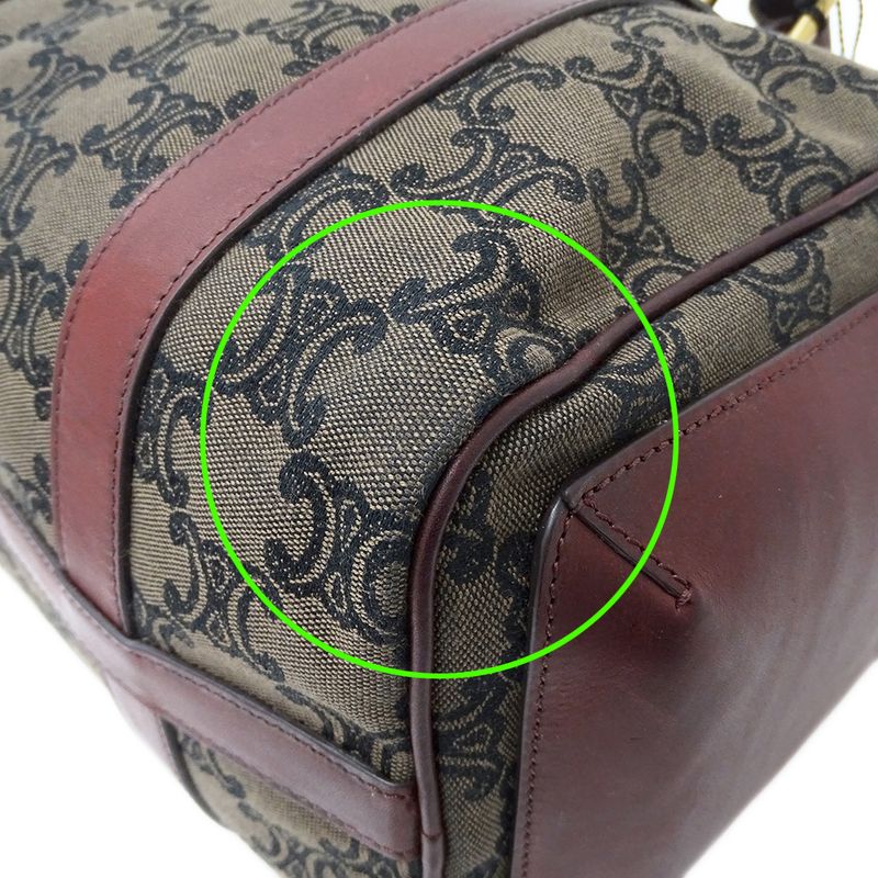 Celine Bag Ladies Brand Handbag Triomphe Canvas Brown Bordeaux Wine Red Stylish