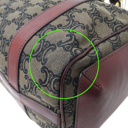 Celine Bag Ladies Brand Handbag Triomphe Canvas Brown Bordeaux Wine Red Stylish