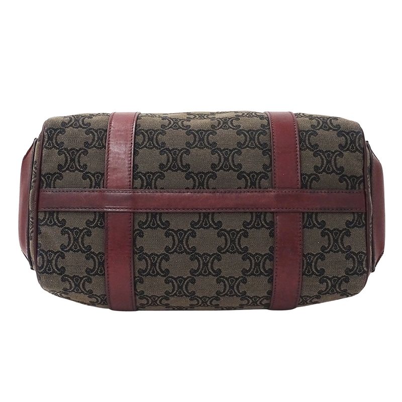 Celine Bag Ladies Brand Handbag Triomphe Canvas Brown Bordeaux Wine Red Stylish