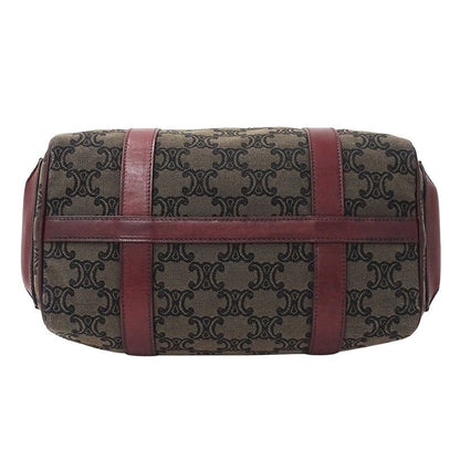 Celine Bag Ladies Brand Handbag Triomphe Canvas Brown Bordeaux Wine Red Stylish