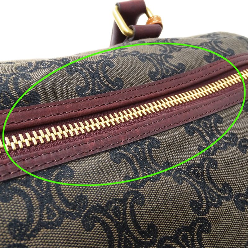 Celine Bag Ladies Brand Handbag Triomphe Canvas Brown Bordeaux Wine Red Stylish