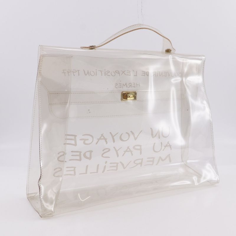 Hermes Vinyl Kelly Vinyl Clear Ladies Handbag