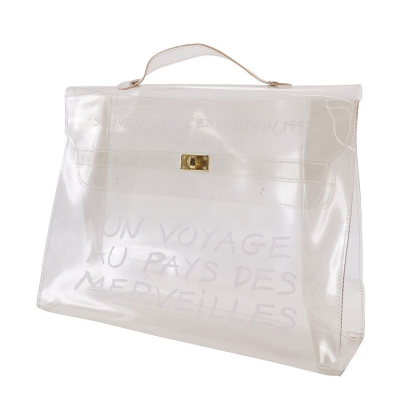 Hermes Vinyl Kelly Vinyl Clear Ladies Handbag