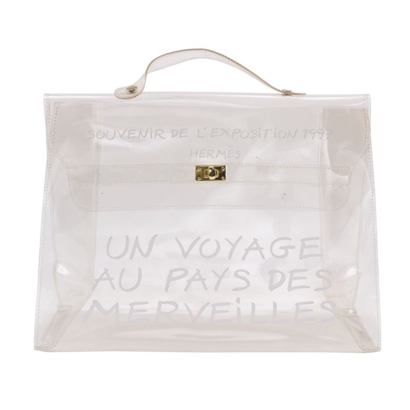 Hermes Vinyl Kelly Vinyl Clear Ladies Handbag