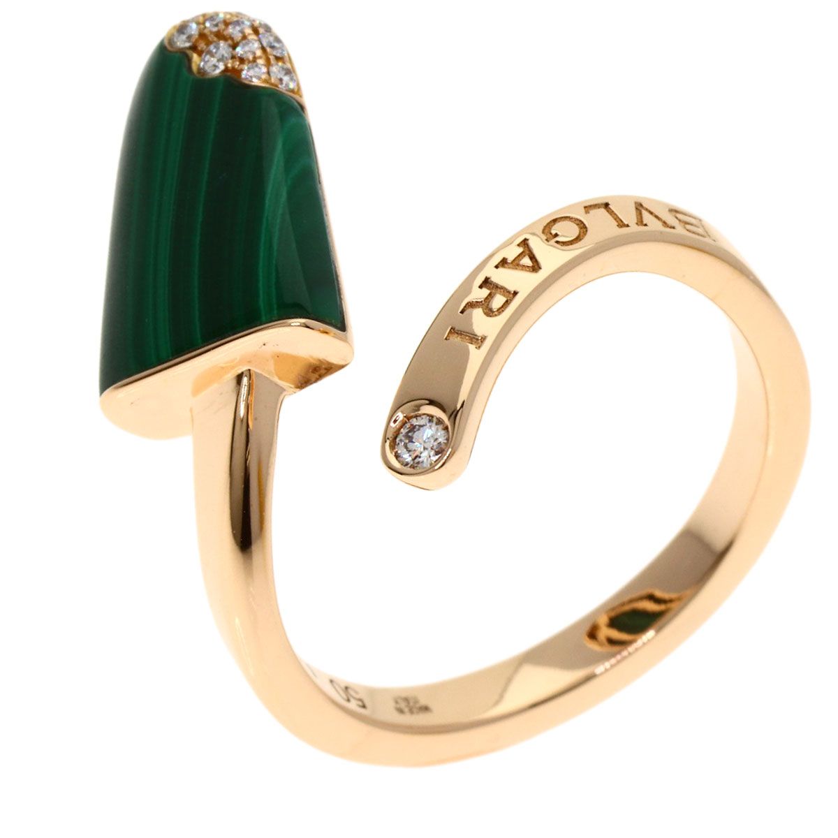 Bvlgari Bvlgari Gelati Malachite Diamond #50 Ring K18pg Women's