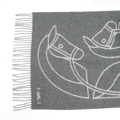 Hermes Muffler - Entrelac Equestre Gray - 100% Cashmere Fringe Accessori