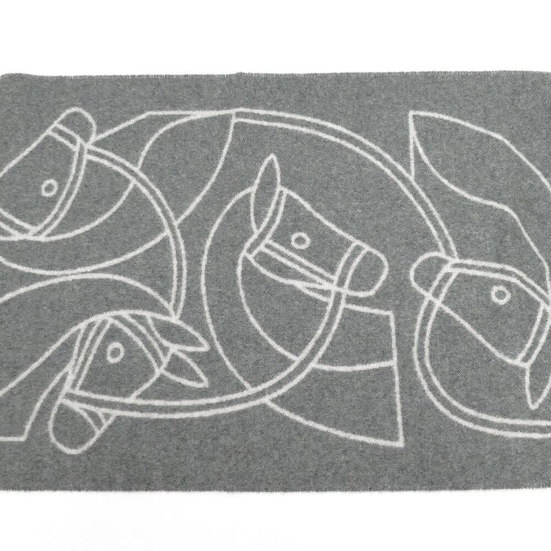 Hermes Muffler - Entrelac Equestre Gray - 100% Cashmere Fringe Accessori