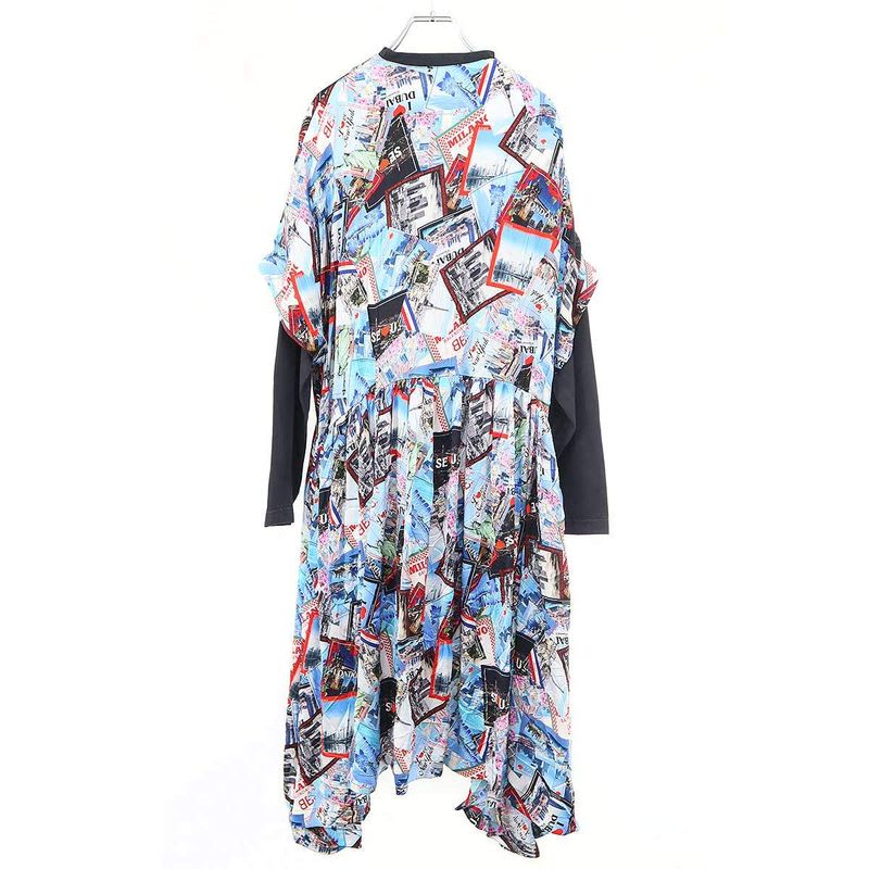 Balenciaga 21 SS Layered Graphic Dress Mixed Color 1