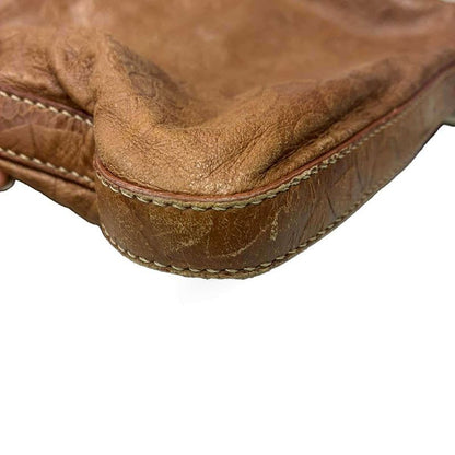 Celine Vintage Flower Design Leather Shoulder Bag Brown
