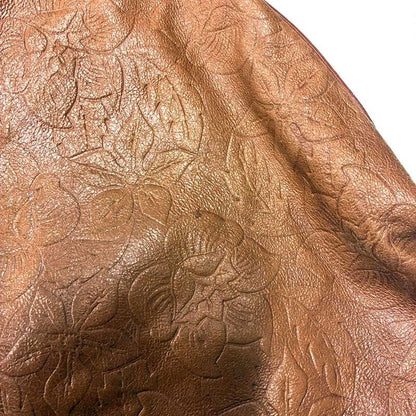 Celine Vintage Flower Design Leather Shoulder Bag Brown