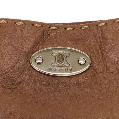 Celine Vintage Flower Design Leather Shoulder Bag Brown