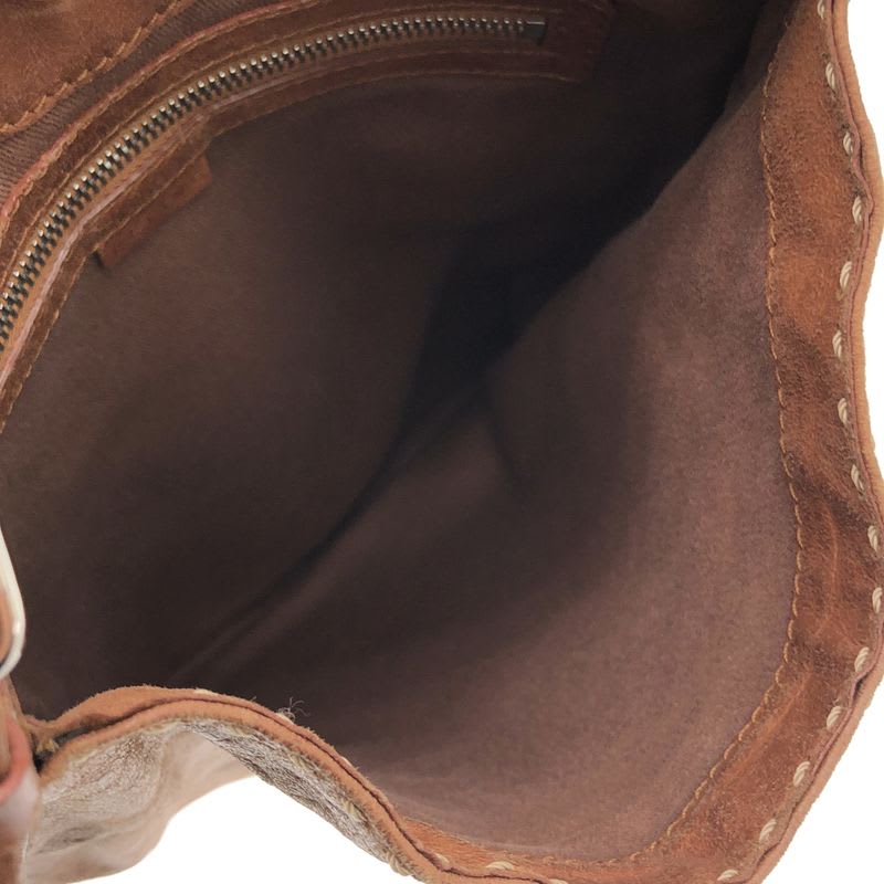 Celine Vintage Flower Design Leather Shoulder Bag Brown