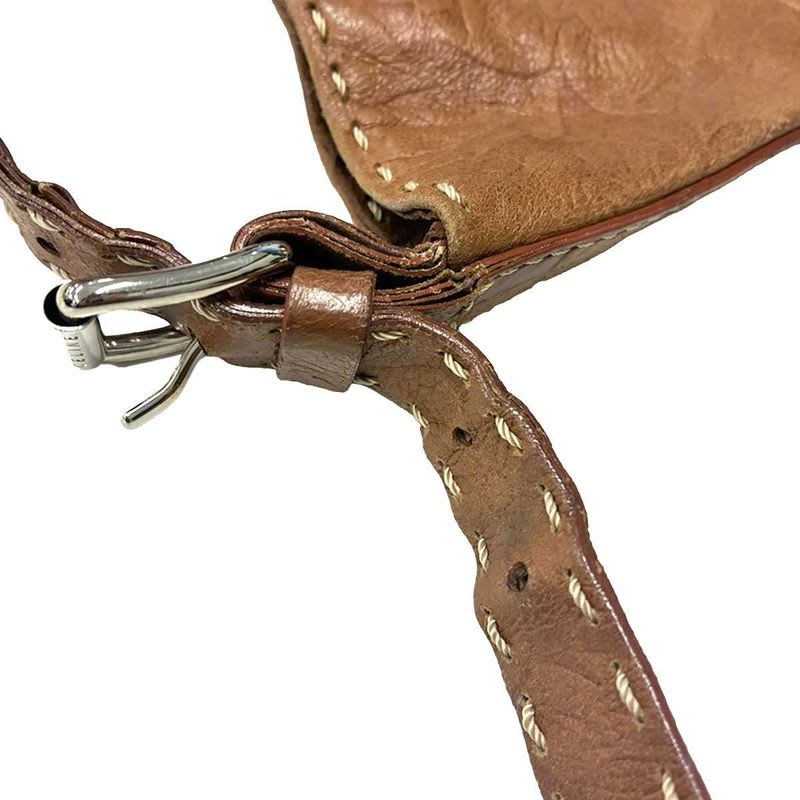 Celine Vintage Flower Design Leather Shoulder Bag Brown