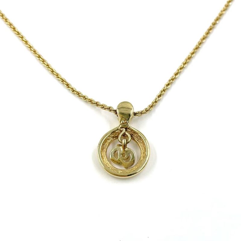 Christian Dior Circle CD Logo GP Gold Necklace