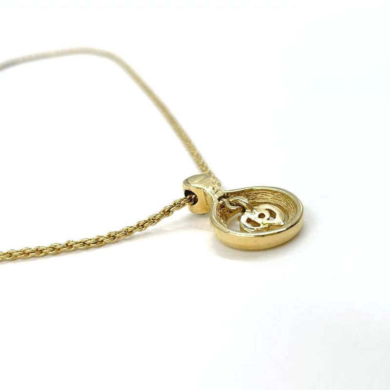 Christian Dior Circle CD Logo GP Gold Necklace