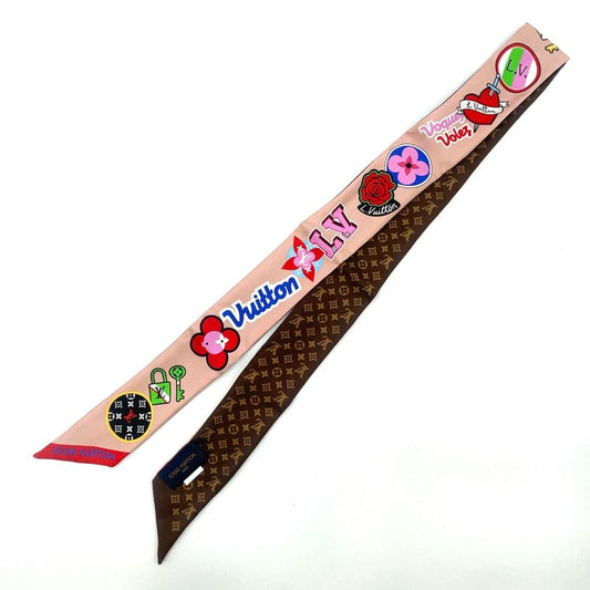 Louis Vuitton Bandeau BB Patches Silk Dusty Pink Brown and Multicolor Scarf